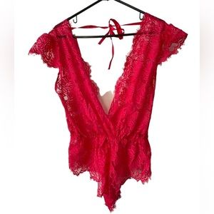 SAVE Till Midnight pink lace lingerie teddy size L